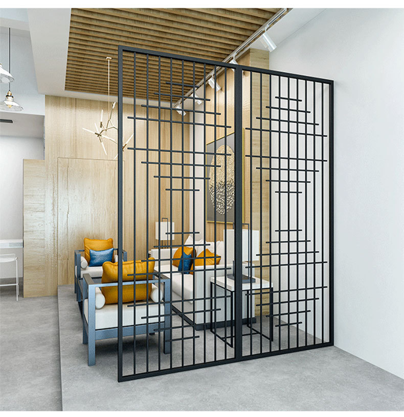 简约铁艺屏风隔断 办公室落地装饰屏风 小户型家用多功能镂空屏风