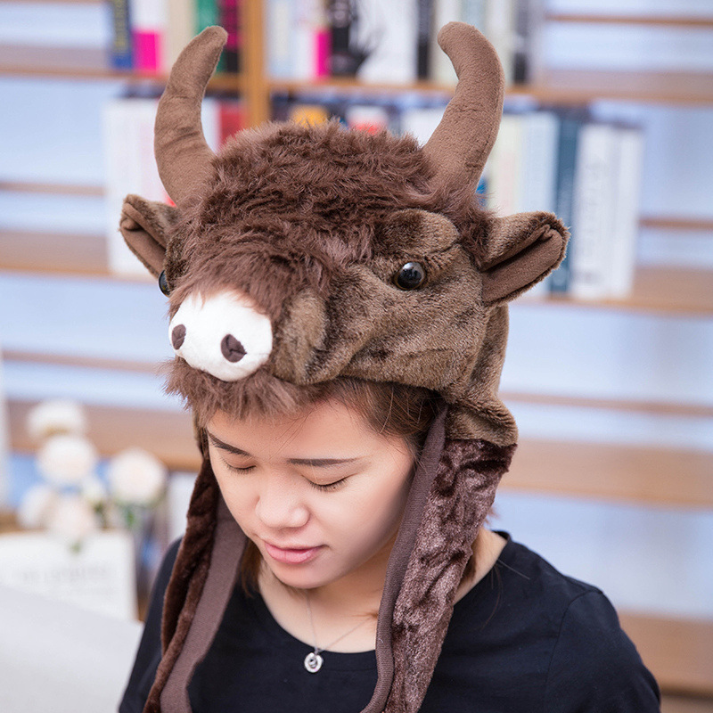 卡通野牛牦牛羚羊帽子幼儿园儿童小动物头饰表演道具头套生日礼物