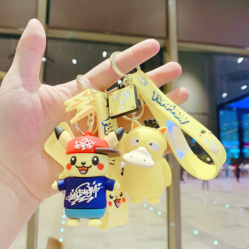 皮卡丘挂件卡通公仔情侣钥匙扣男女可爱个性车钥匙挂件书包小挂饰