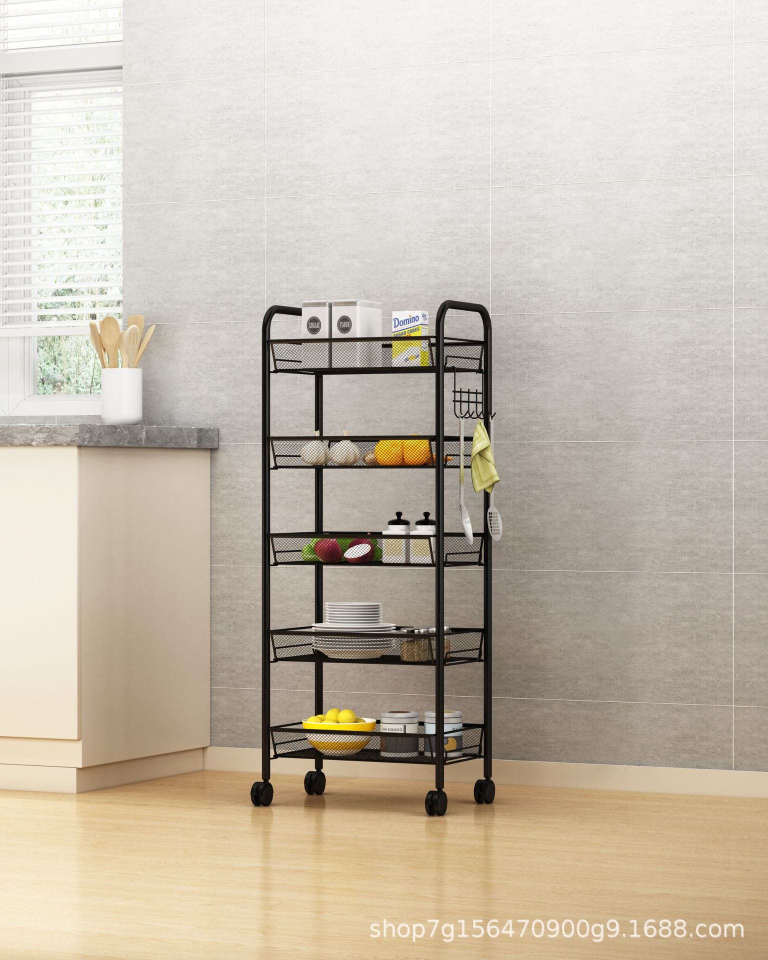 小推车菜架子菜篮子置物架落地纳层厨房果蔬菜面箱侧冰夹缝收冰架