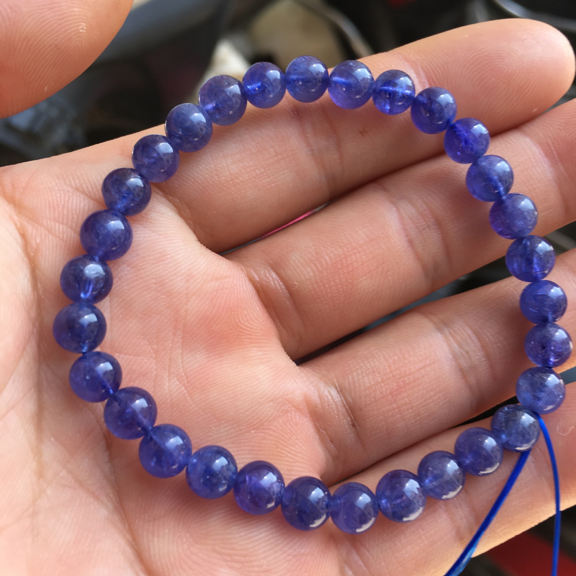 天然坦桑石手链 冰润体 蓝紫坦桑手串水晶饰品工厂批发