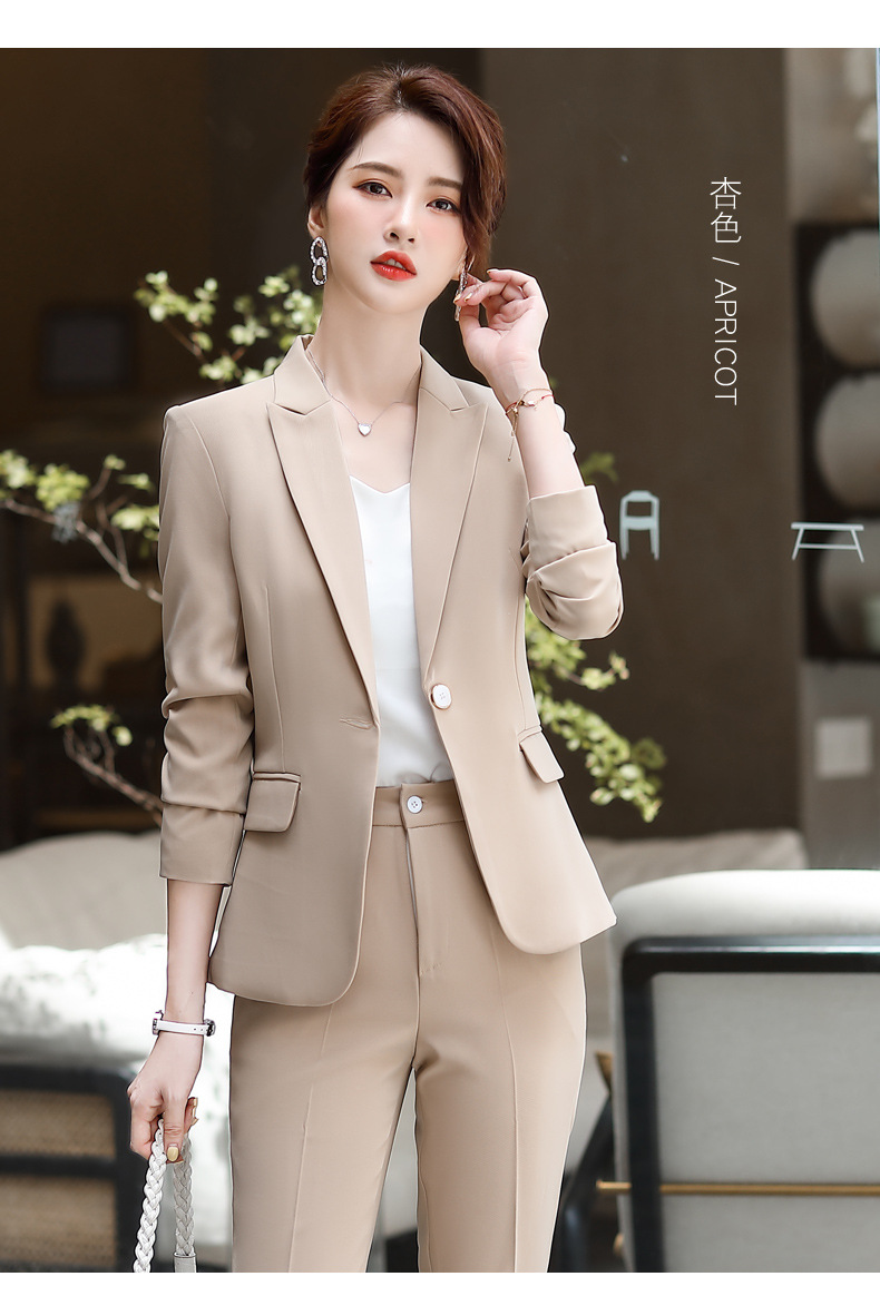 干练气质女装职业西装套装秋冬新款一粒扣西装外套休闲两件套批发