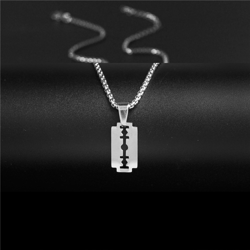 European Hip Hop Stainless Steel Blades Necklace Men's and Women's Trending Unique Pendant Tide Disco Jumping Street Retro Punk Jewelry