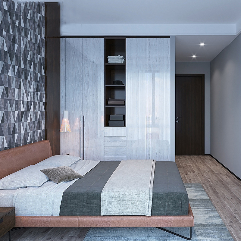 Shenzhen Whole House Modern Minimalist Aige Wardrobe Furniture Design Bedroom Wardrobe Light Luxury Open Coat and Cap