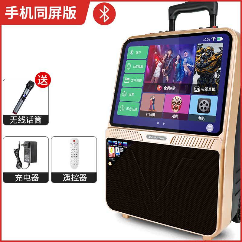 Jinzheng Square Dance Audio Display Screen with Wireless Microphone Mobile Bluetooth Outdoor Pull Rod Speaker Box Video Audio