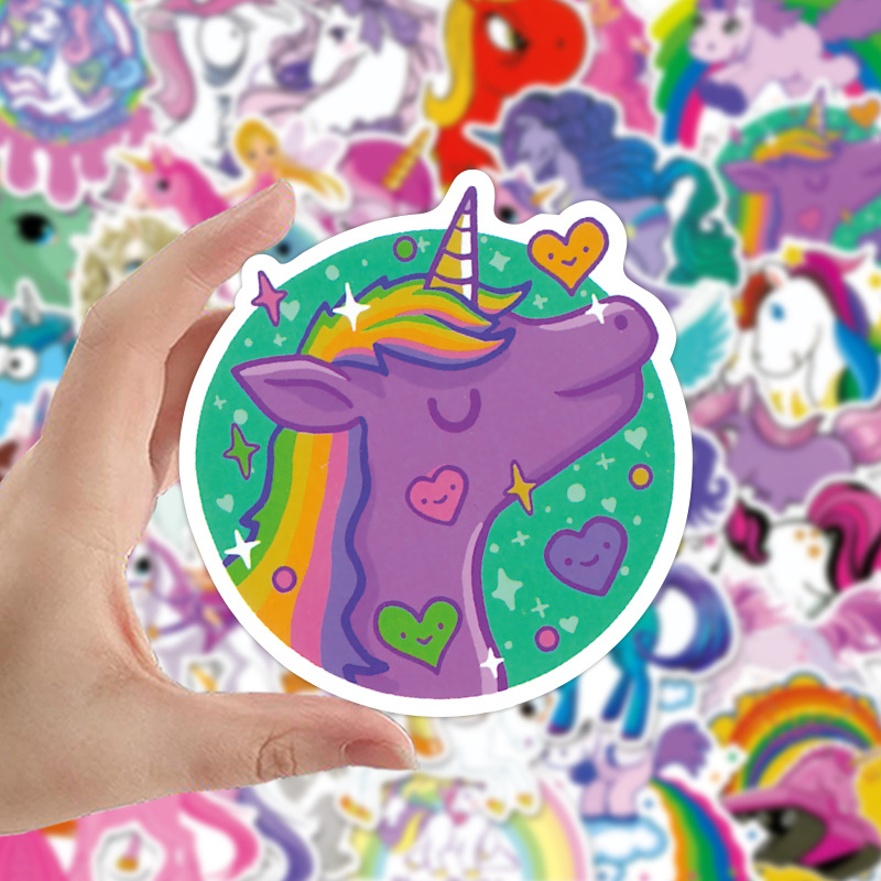 50张独角兽卡通贴纸车身贴卡通个性汽车电脑滑板吉他行李箱贴纸