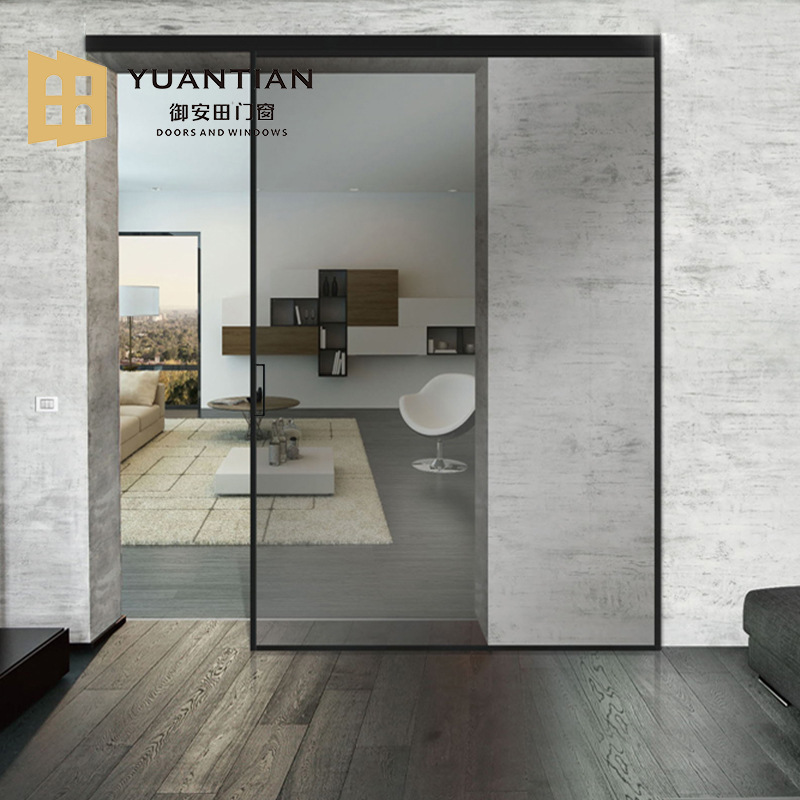 极窄铝合金单轨吊趟门 单扇卫生间推拉门 室内厨房厕所玻璃平移门