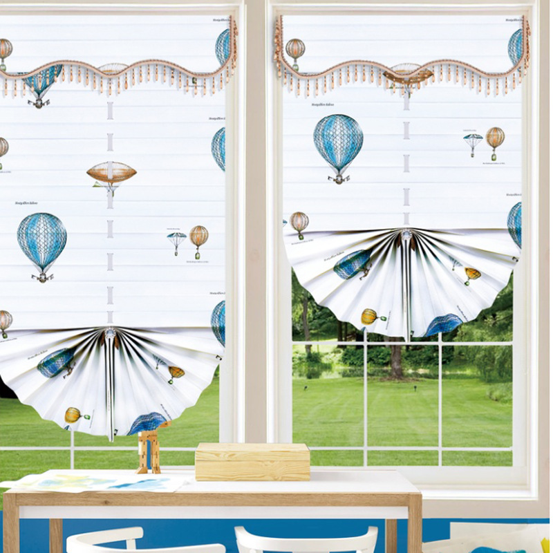 Shading Fan-Shaped Roman Curtains Bedroom Balcony Lifting Curtain Kitchen Bathroom Curtain Study Office Roller Shutter
