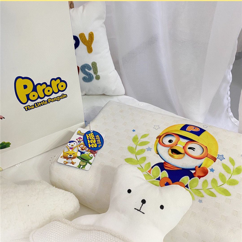 pororo啵乐乐宝露露儿童乳胶枕学生透气枕头枕芯宝宝护颈支持代发