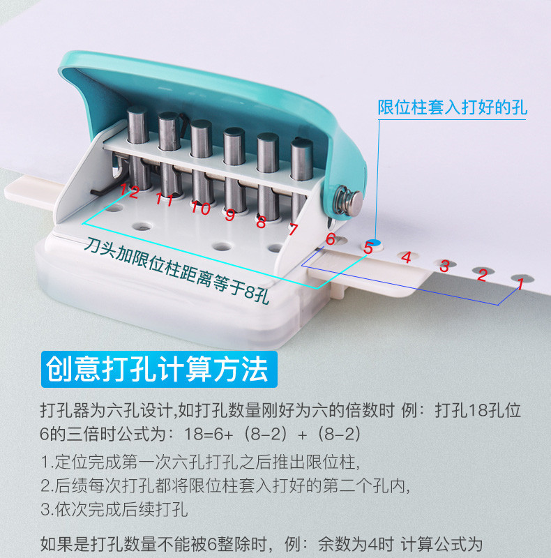 30孔打孔机可得优 手帐活页本6孔打孔器文具 多孔手动装订机批发