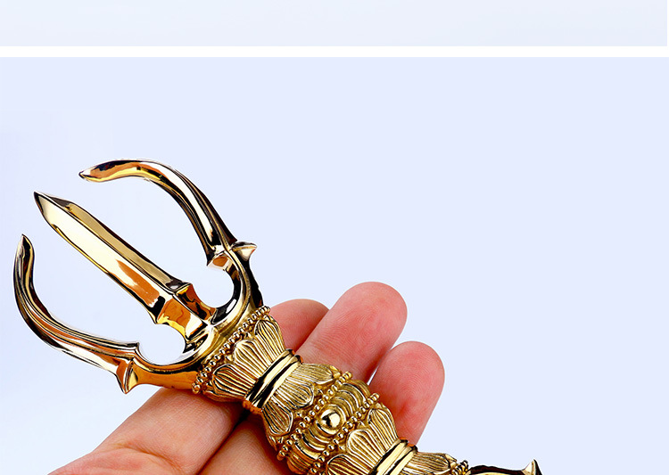 唐密法器真言宗法器东密法器真言宗三股金刚杵摆件黄铜手工21cm