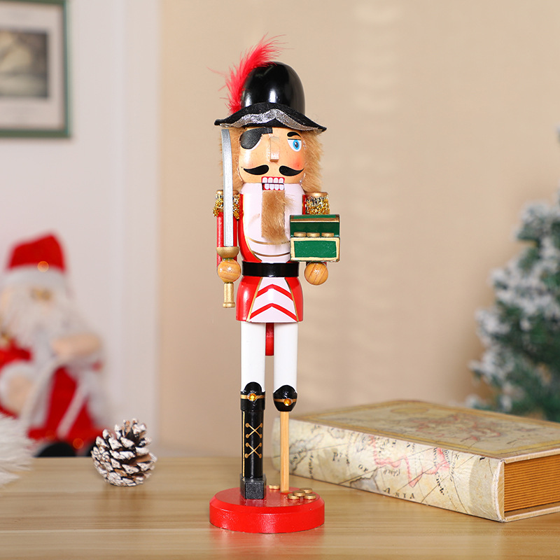 新款35cm胡桃夹子玩偶木质工艺品圣诞节客厅桌面摆件儿童节日礼品