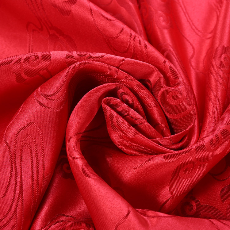 涤纶布艺圆形桌布酒店餐厅提花餐桌台布大红色祥云花桌布定制