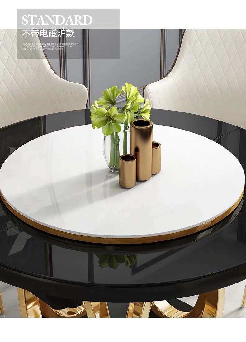 可折叠伸缩旋转多功能变形可变收缩旋转变大家用转桌餐桌轻奢圆桌