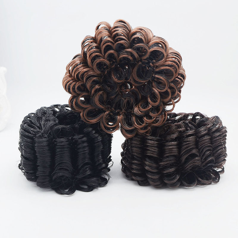 高温丝假发圈 蓬松卷卷发圈新娘盘发凌乱头绳 假发发饰假发卷发圈