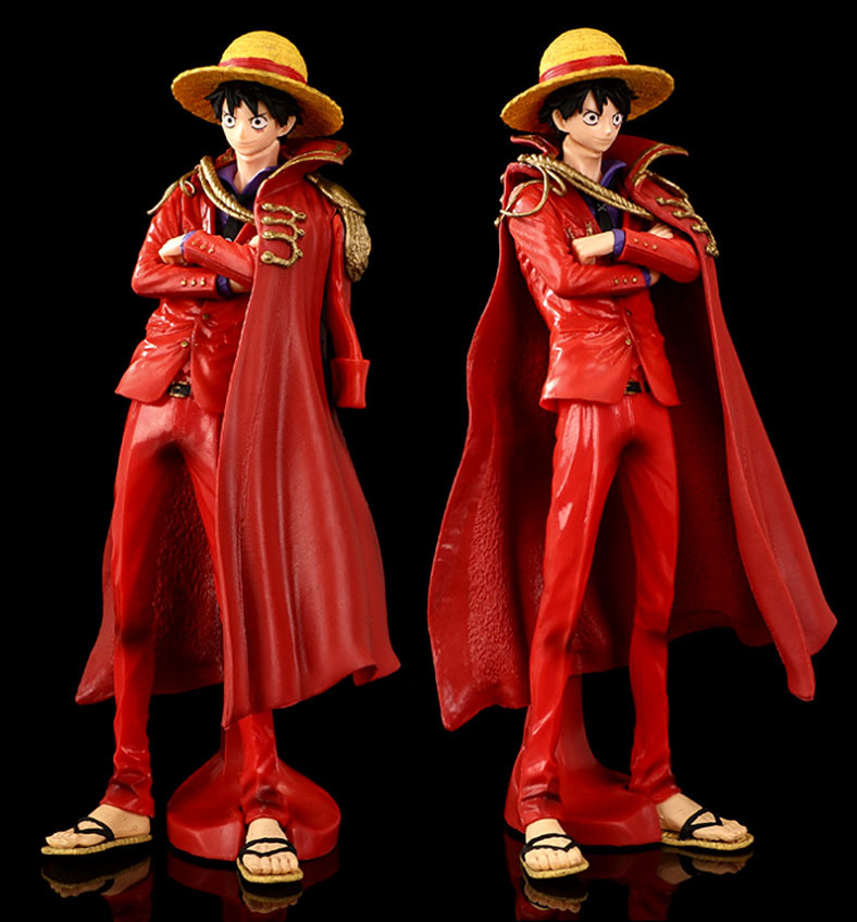 动漫手办海贼王手办草帽团红衣披风路飞公仔玩具摆件车载
