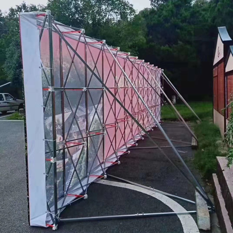 拉网展架展会背景出口型拉网展架 户外加强型铁拉网 背景画面制作