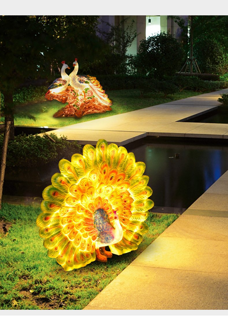 玻璃钢发光孔雀灯系列灯光节led动物造型灯公园景观亮化厂家定制