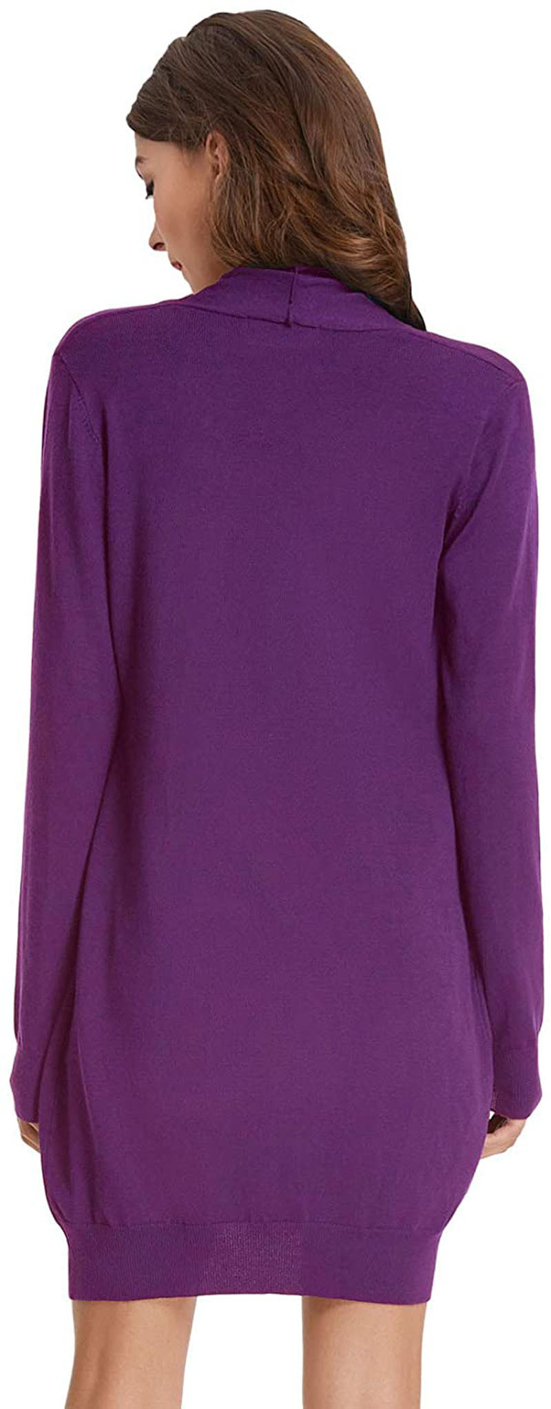 2020新品跨境亚马逊wish女士中长款纯色长袖开衫前开襟毛衣