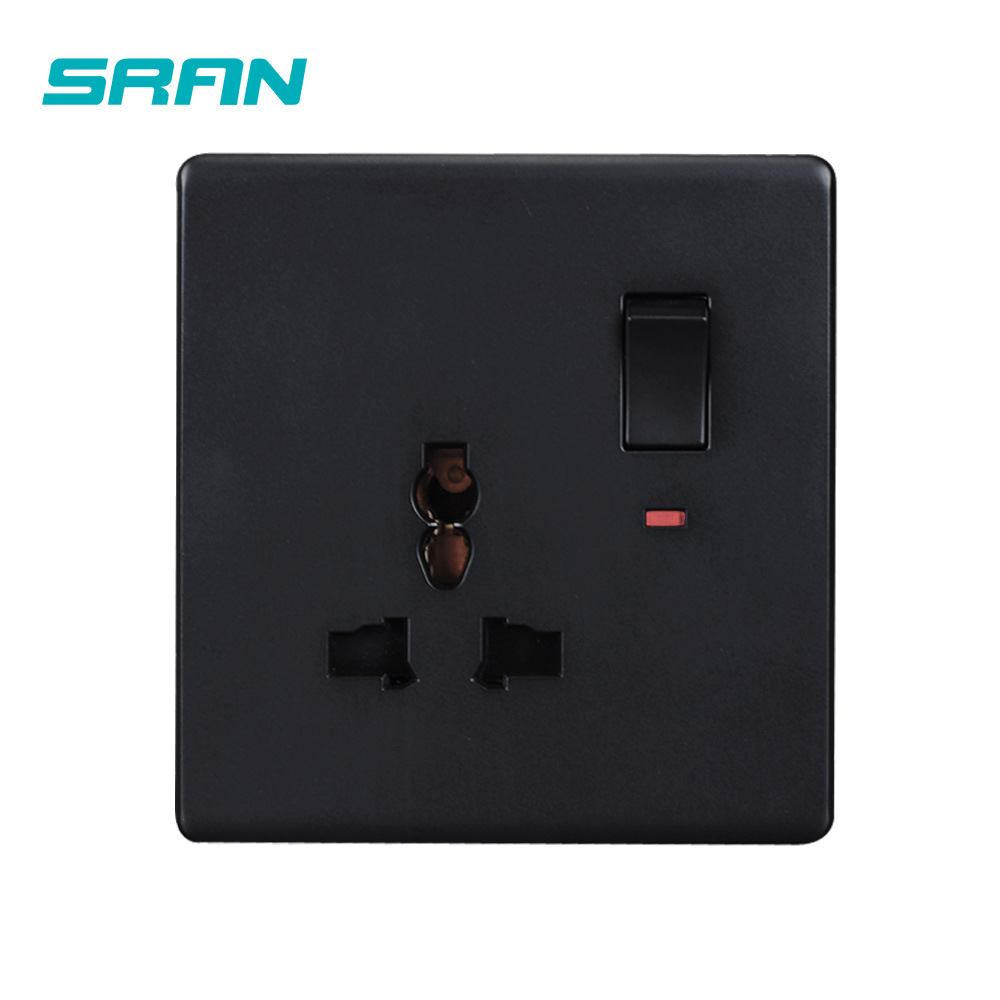 外贸专用电源插座 13a英规三孔带开关插座面板英式英标黑色86型