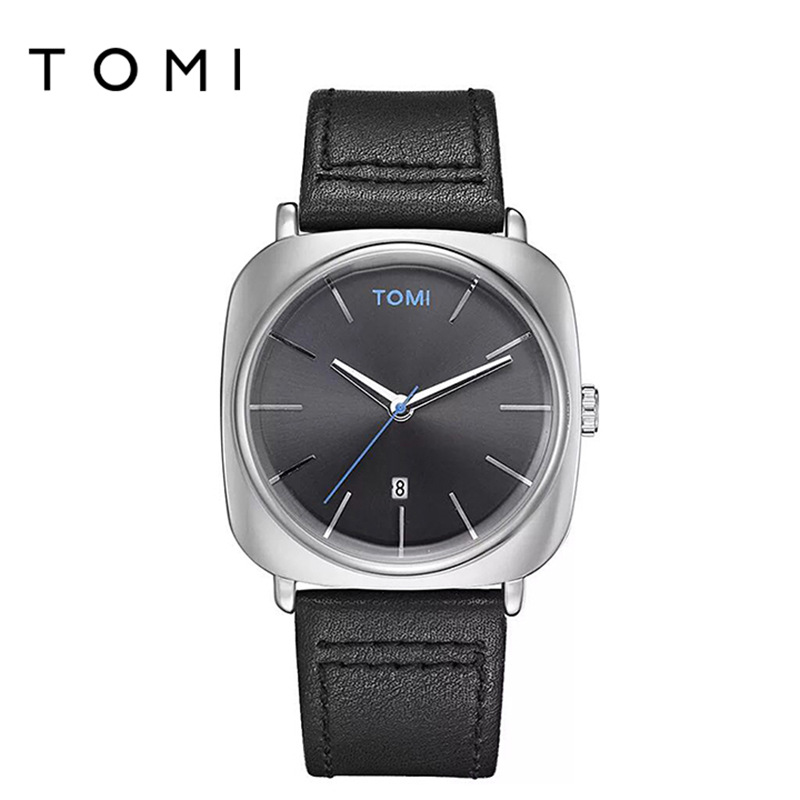 [Factory Direct Supply] Tomi Temi Square Calendar Business Men Non-Mechanical Watch Fashion Korean Style Student's Watch