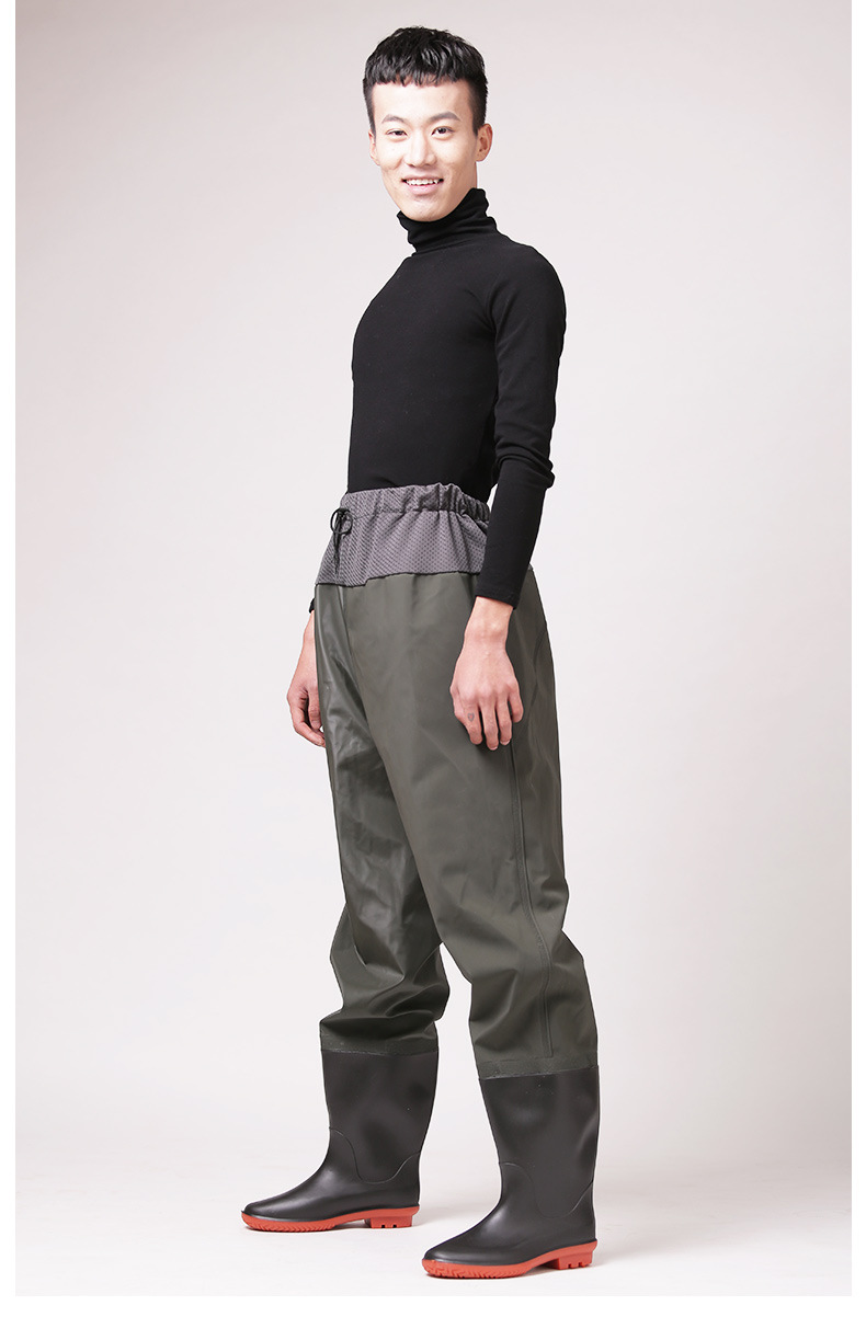 下水裤半身连体防水全身雨裤男皮叉捕鱼抓鱼裤齐腰耐磨水裤