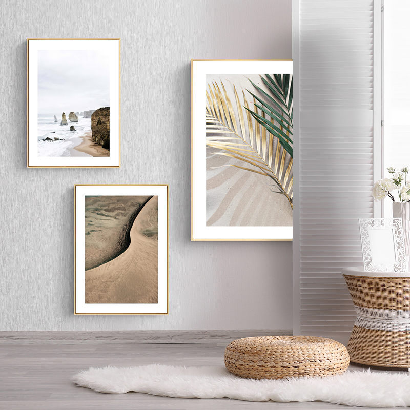 北欧卧室海景画芯田园简约植物绿叶无框装饰画客厅沙发墙上挂画