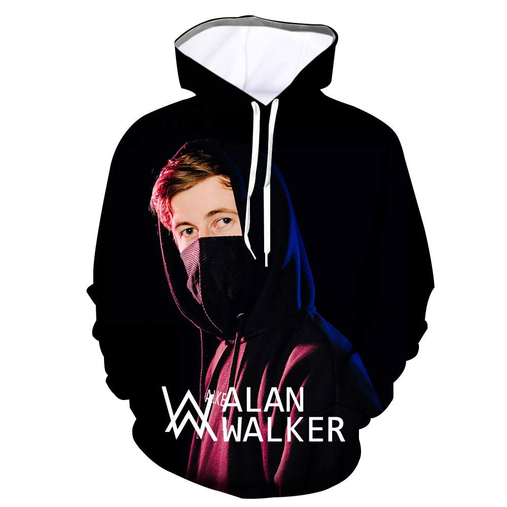 艾伦沃克新款alan walker挪威dj明星周边潮流男女休闲印花连帽衫