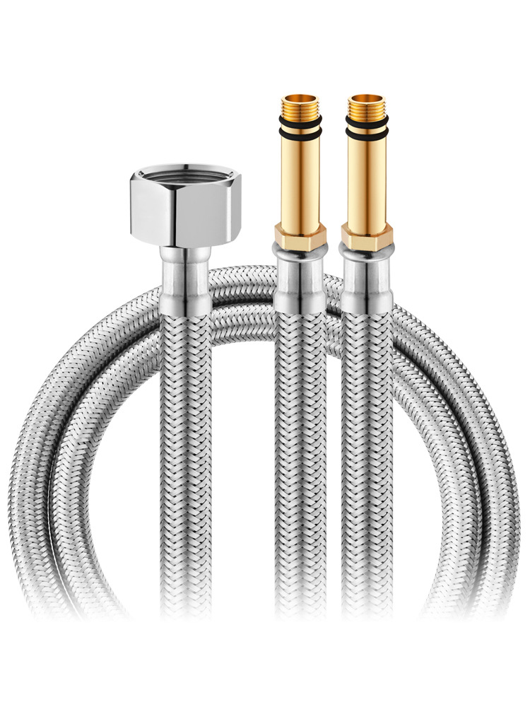 4分304不锈钢编织软管金属上水单头尖头洗脸面盆冷热水龙头进水管