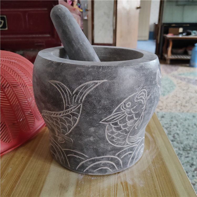 厂家直销天然青石臼家用捣辣椒石窝打糍粑石冲捣蒜器厨房捣蒜工具