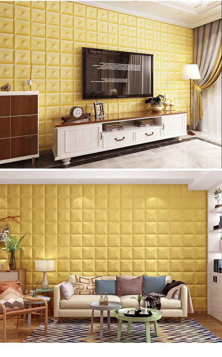 墙纸自粘3d立体软包墙贴壁纸背景墙防撞防水防潮客厅卧室装饰贴纸