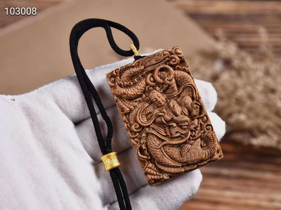 加里曼丹沉香木雕刻龙腾四海木牌挂件 半手工雕刻木质工艺品挂饰-阿里