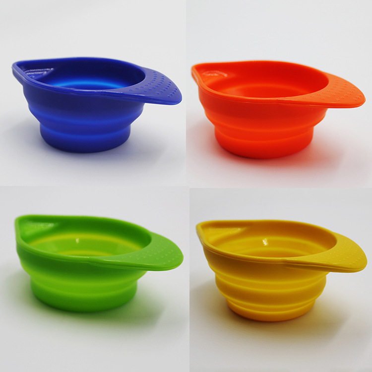 现模刻度硅胶折叠碗 亚马逊热销折叠套装硅胶碗 bsci硅胶厂家