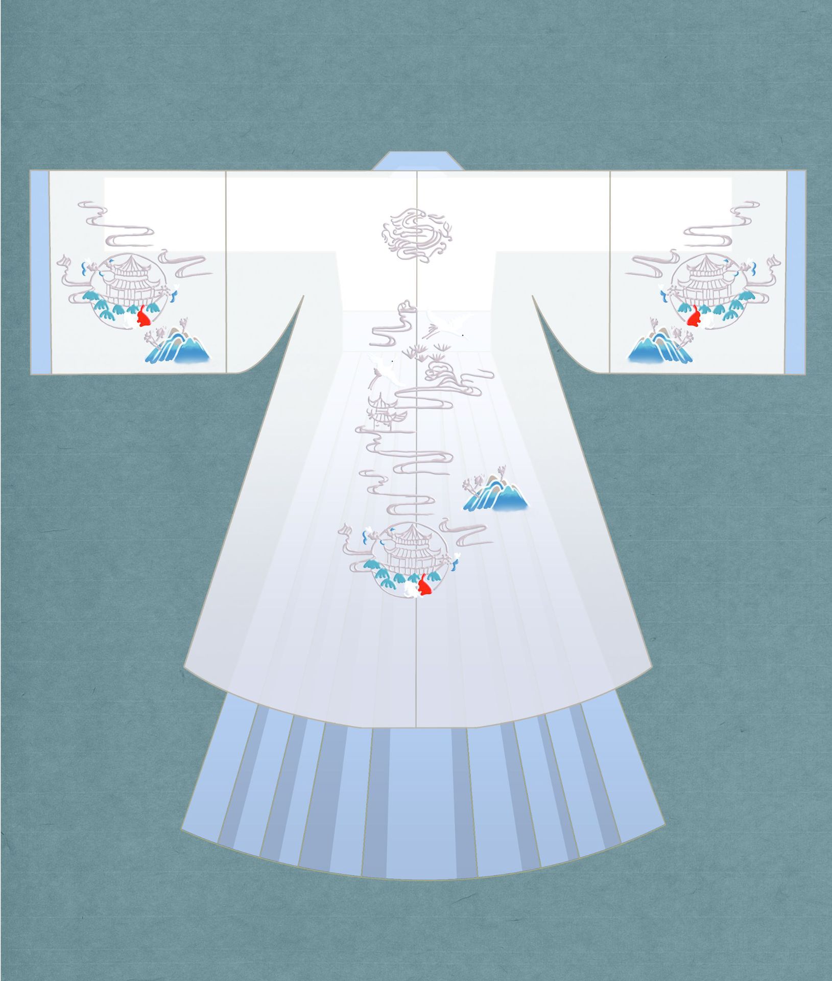 特价5676刺绣汉服交领上襦齐腰裙大袖衫 情侣套装学生队服表演服