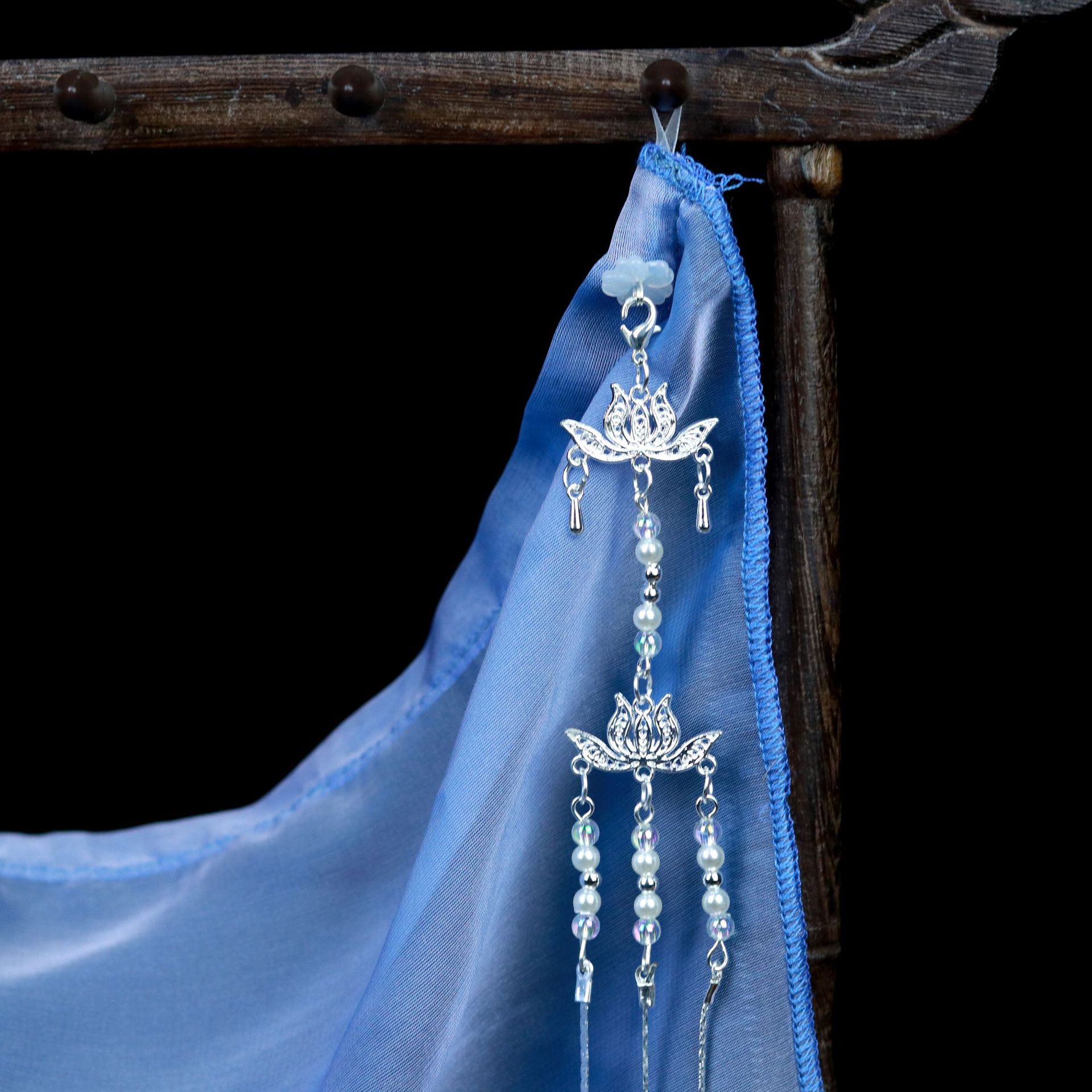 贰玥新品面纱 古风面帘吊坠雪纱遮面纱 仙气汉服面纱影视女侠饰品