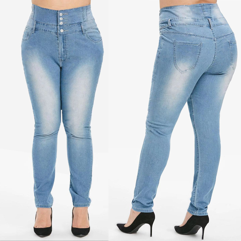 2020秋季新款女裤欧美ebay速卖通wish大码肥仔裤外贸牛仔小脚裤女