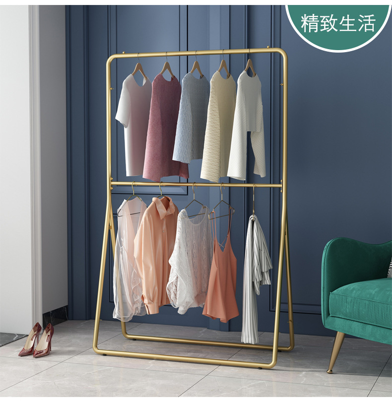 铁艺服装架服装店展示架纳米金落地式组合双层衣架男女装铁艺衣架