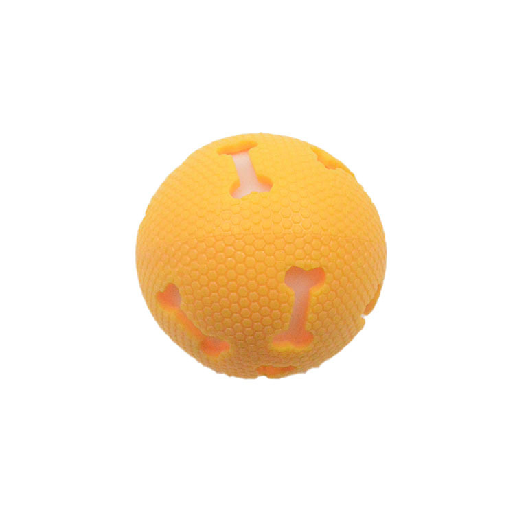 Cross-Border Dog Toy Elastic Ball Hollow Bone Luminous Ball 7.5cm Bite-Resistant TPR Pet Toy Factory Direct Supply