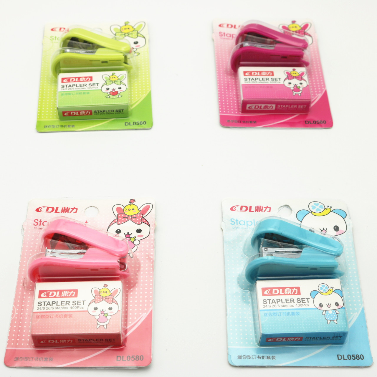批发鼎力彩色时尚迷你订书机订书钉套装小号订书机组合文具礼品