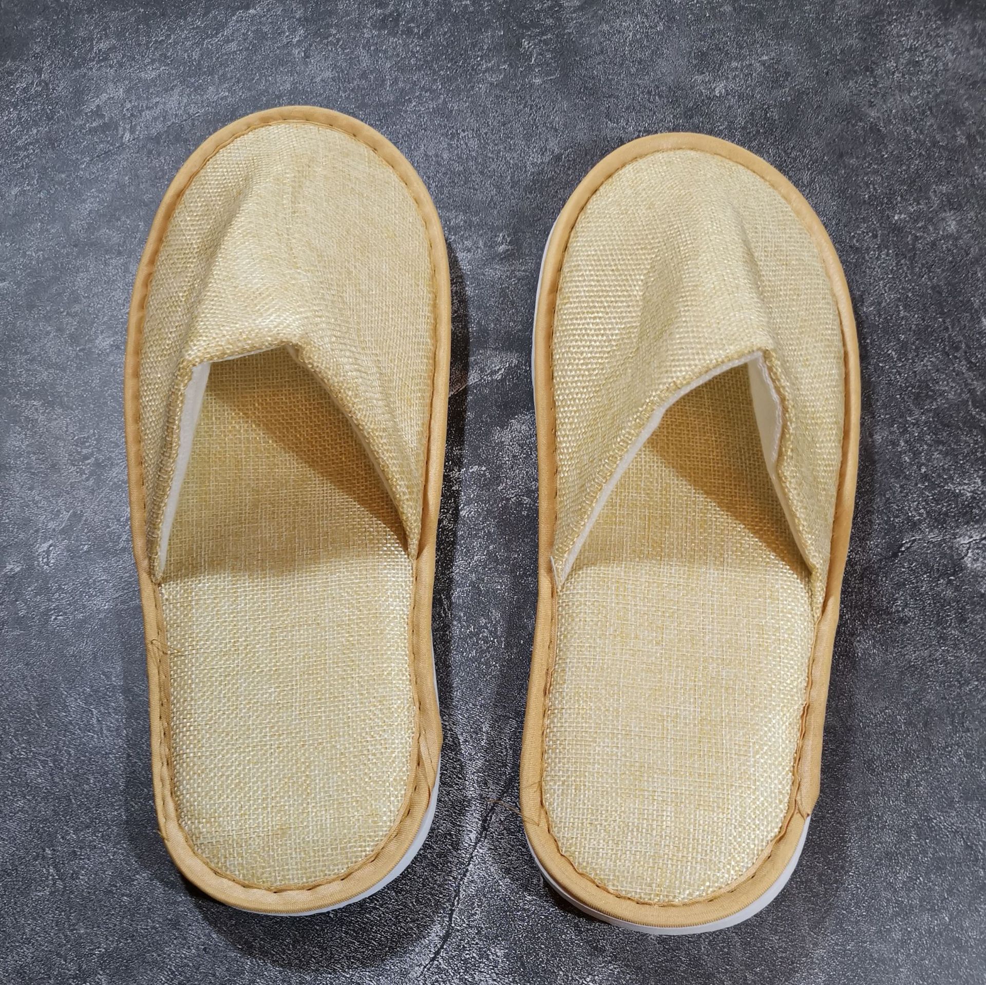 酒店民宿客栈待客一次性拖鞋用品麻布亚麻仿麻防滑现货批发