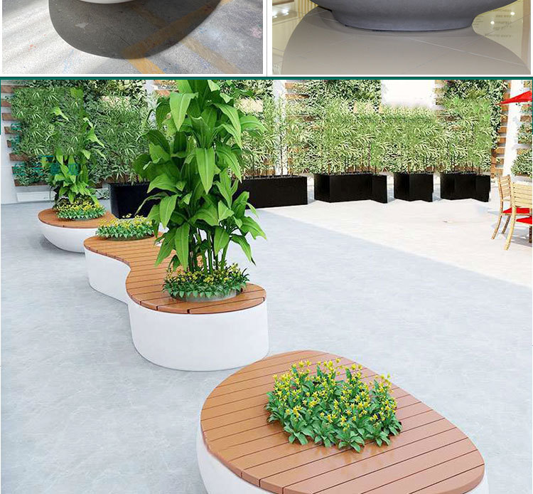 商场座椅玻璃钢休闲椅定制户外特色树池广场弧形坐凳圆形花盆座椅