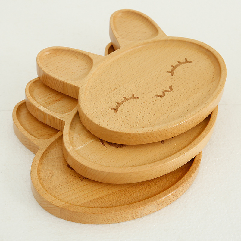 Tray Beech Children's Creative Dinner Plate Wooden Catering Bread Food Tray Wooden Dim Sum Plate Japanese Wood Dish