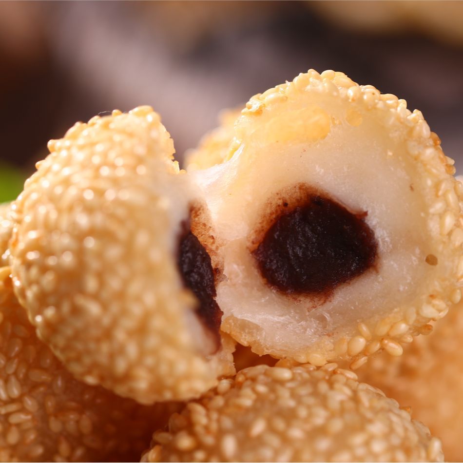 外贸货源厂家红豆夹心麻团 中式甜点心休闲速冻食品芝麻糯米丸球