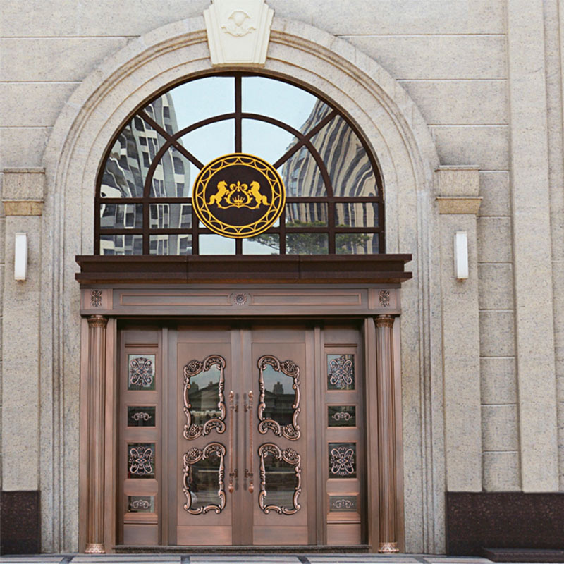 厂家定制乡村豪宅玻璃大门 别墅防盗铜门 办公室装修入户门子母门