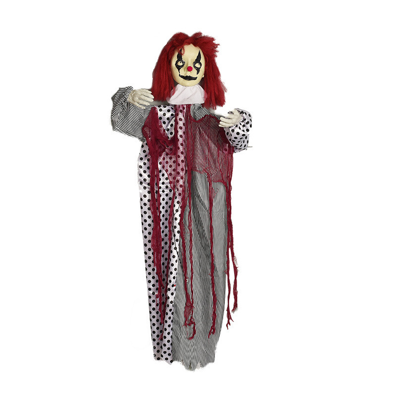 Halloween New Electric Voice-Controlled Induction Clown Hanging Ghost Glowing Sound Hanging Ghost Haunted House Bar Scene Layout