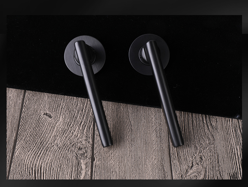 澳标家用黑色不锈钢分体锁简约室内木门卧室卫生间房门静音门把手