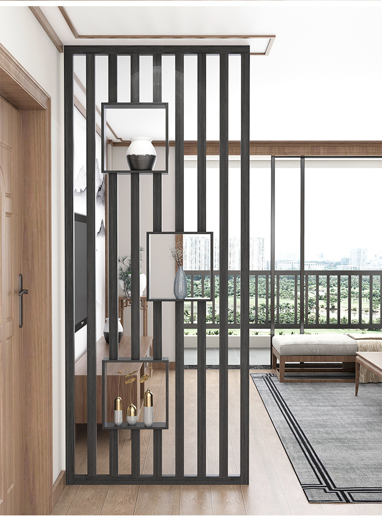 新中式实木屏风 办公室创意隔断座屏 小户型客厅时尚装饰镂空格栅