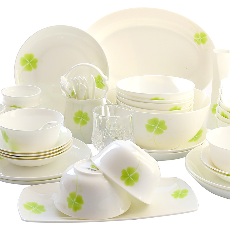 clover household bone china tableware suit dishes set european ceramic bowl plate set gift tableware
