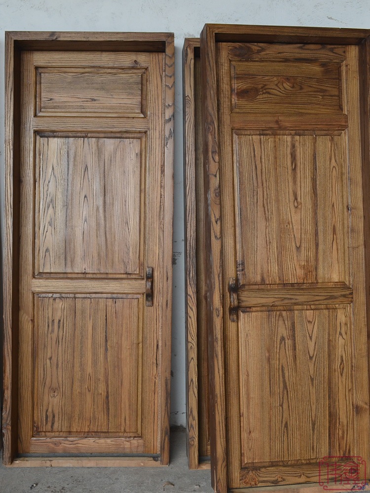 实木门全木门室内套装木门家用榆木复古大门房间门原木仿古包厢门