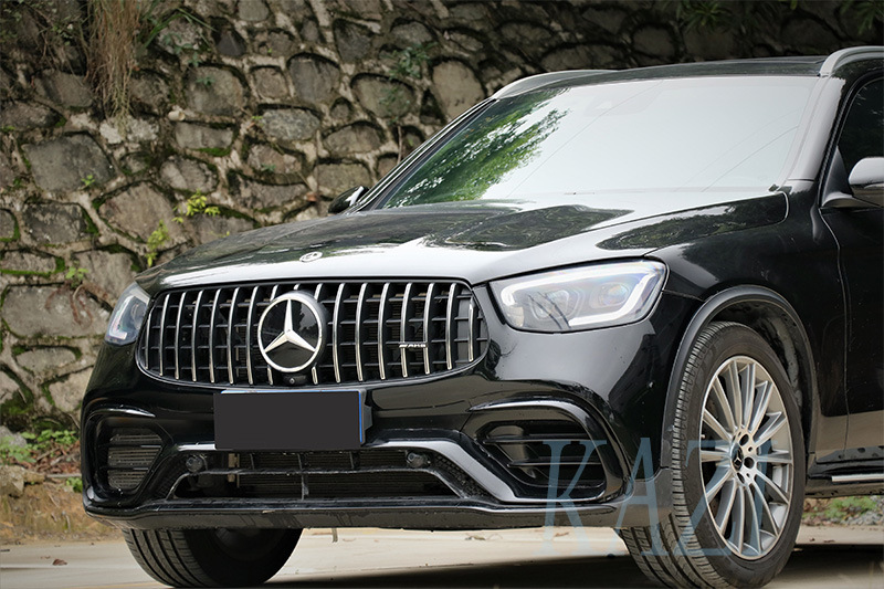 适用于20款奔驰glc260 300l改装glc63 amg大包围前杠中网轮眉后唇